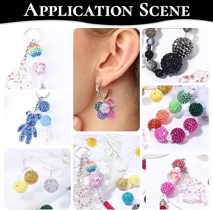 120pcs 20mm Rhinestone Beads, 24 Colors Round Crystal Resin Rhinestone Disco Ball Chunky Bubblegum Beads for Pens, DIY Jewelry Making, Bracelets, Necklace