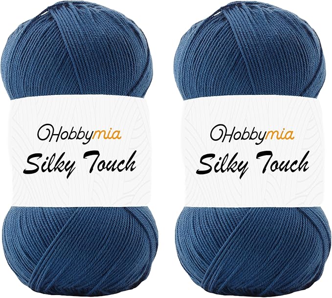 Silky Touch Acrylic Yarn - Soft Sport Weight Yarn for Crochet & Knitting - 100g / 383yds - 100% Microfiber Acrylic - Lightweight Fine Smooth Yarn(Blue - Air Force Blue, 2 Skeins)