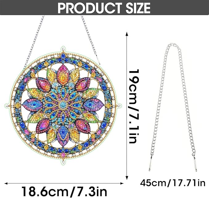 SKRYUIE Flower Hanging Diamond Art Kits for Adults Pendant Suncatcher, Special Shaped Crystal DIY Pearl Diamond Painting Kit, Gift for Mother Spring Summer Window Wreath Decor 7.09 x 7.09 Inch D6