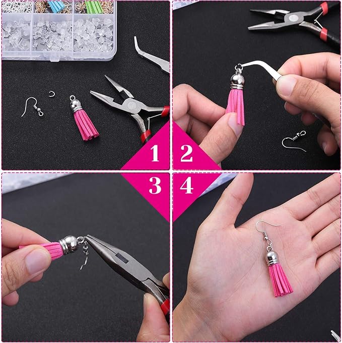 Anezus 1900 Pcs Earring Making Kit with Jewelry Hooks, Fish Hook Earrings, Backs, Jump Rings for Repair, Gifts