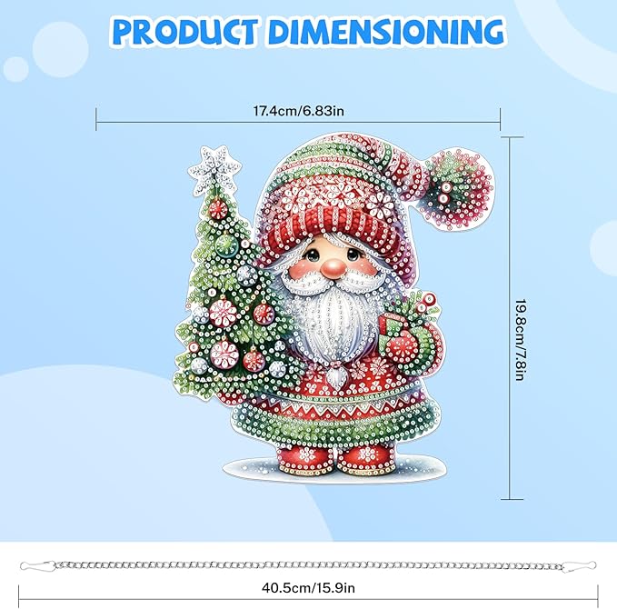 Bowetile Christmas Hanging Diamond Art Painting Kits for Adults, 5D Special Shape Diamond Art Kits Gnome, Crystal Gem Painting Arts and Crafts for Christmas Gifts for Home Garden Decor