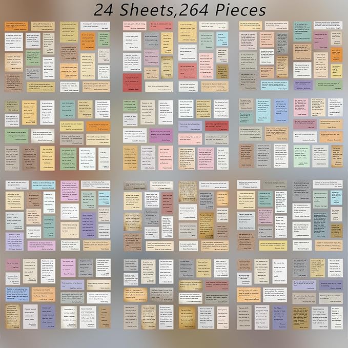 24 Sheets Vintage Motivational Quote Stickers Pad wtih Tweezer,246 Pcs Inspirational Typewriter Font Quotes Pad,Word Stickers for Scrapbook Junk Journal Bullet Journal DIY Craft Card Making