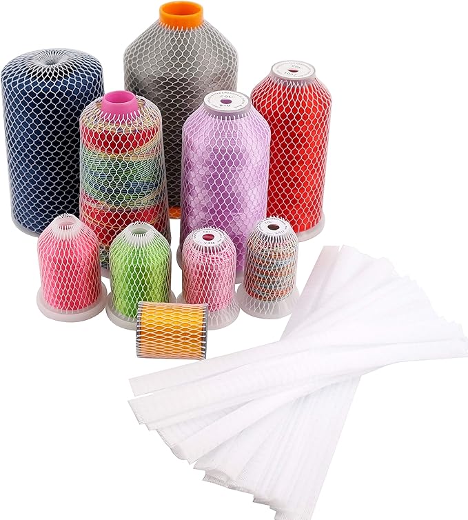 New brothread 50pcs Thread Net Spool Saver for Different Sizes of Embroidery Sewing Quilting and Serger Thread Spools/Cones - 9.8" (25cm) Long Each Piece