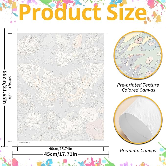 Paint by Numbers for Adult, Moth Paint by Numbers Kit for Adults Beginners, DIY Acrylic Oil Painting Kits with Brushes for Home Wall Decor 16x20Inch