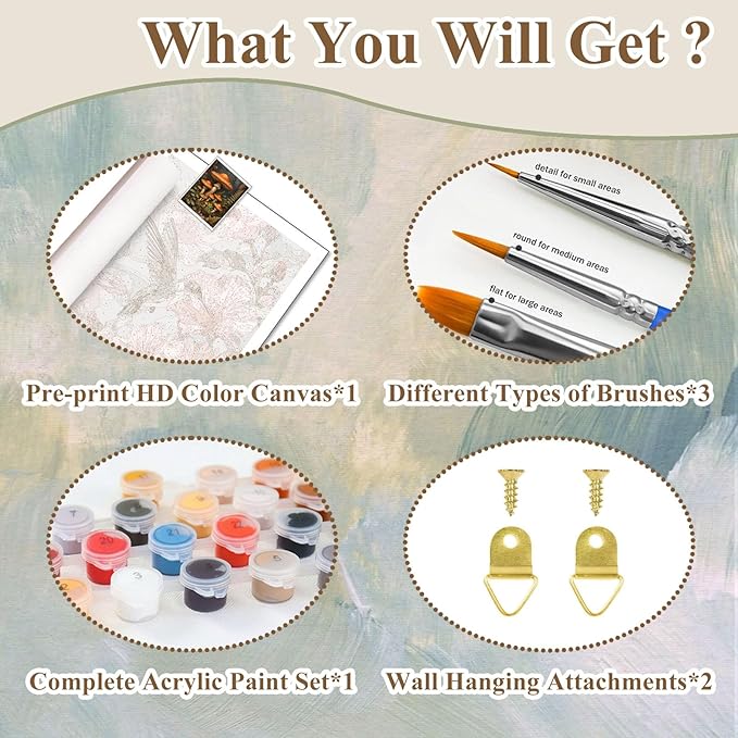 HMZephitiquc Mushroom Paint by Number for Adults, Mushroom Paint by Numbers Kit for Adults, Painting by Numbers, Easy Acrylic Oil DIY Crafts for Gift Home Decor 16x20 in