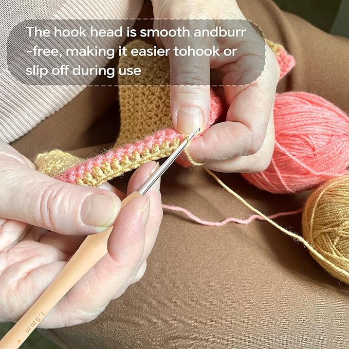 Small Size Crochet Hook Lace Crochet Needle, 1.5mm Crochet Hook, Ergonomic Crochet Hooks，Embroidery Thread Knitting Weaving Tool (1.5 mm)