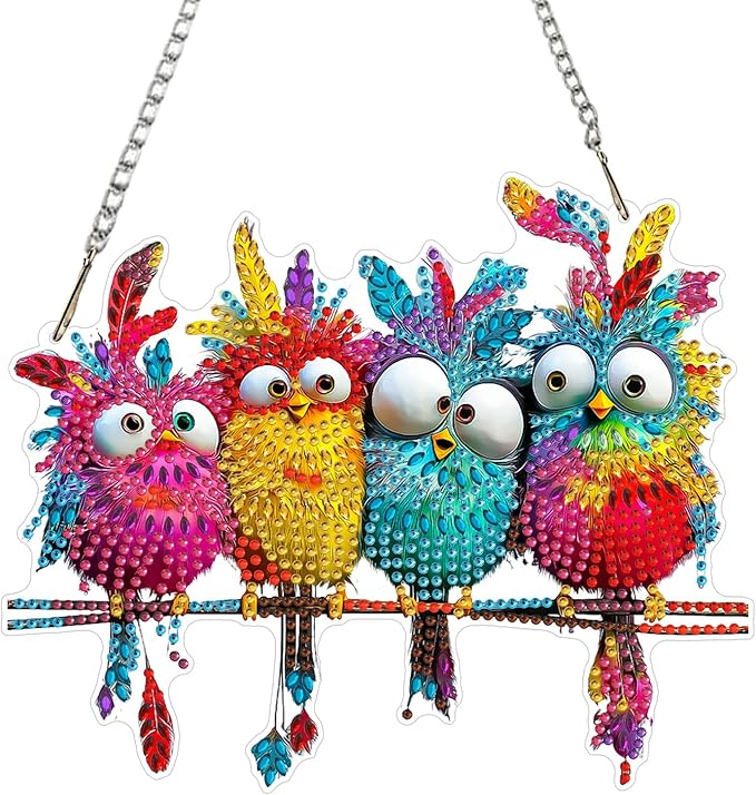 MAXBYE Hanging Diamond Art Kits for Adults Bird, Special Crystal Double Sided Animal Pendant DIY Diamond Art Painting Kits for Beginners Gift Wall Home Decoration