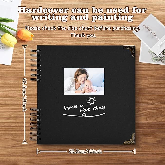 Scrapbook Album 10x10 Inch - Hardcover Kraft Paper Photo Album with 40 Pages, Memory Book for Wedding, Anniversary, Family, Christmas, Baby Shower, Ideal for Preserving Precious Moments