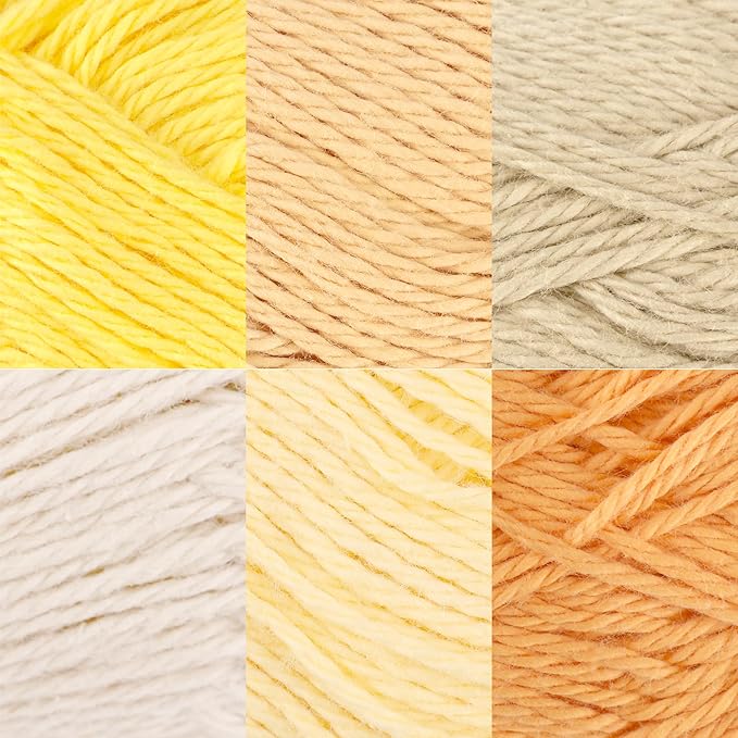 JubileeYarn Cotton Select Yarn - 50g/Skein Sport Weight - Summer Shine Colorway - 6 Skeins