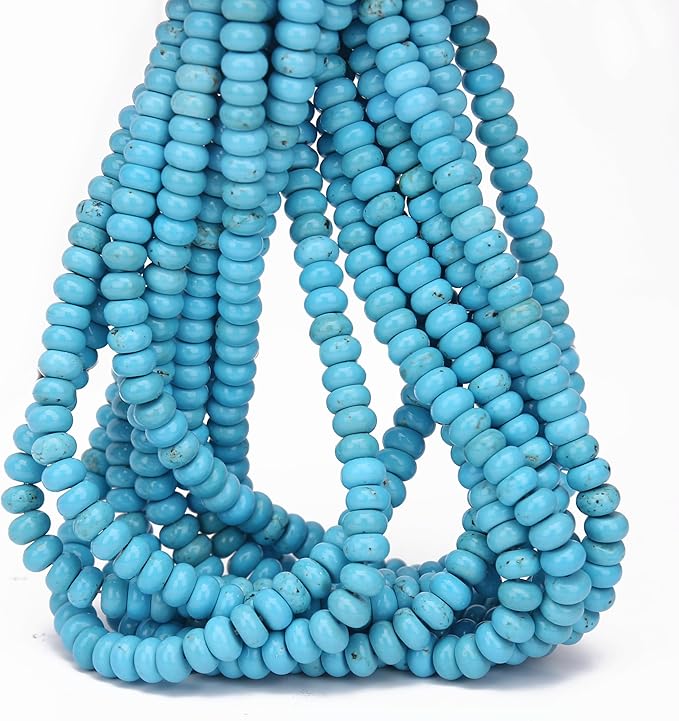 2 Strands (150PCs) Natural Blue Turquoise Rondelle Beads, 5 * 8mm Gemstone Loose Spacer Abacus Disk Beads for DIY Bracelet Necklace Earrings Jewelry Making, Craft Supplies Beading Kit