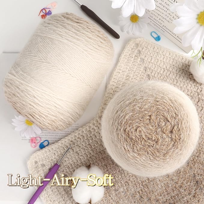 Katech Ombre Yarn for Crocheting-Large Skein of Gradient Yarn Cake-2 Pack of 200g/7.05 oz-80% Acrylic,20% Nylon- #4 Medium-Perfect for Star Blankets, Scarves, Shawls and Garments (D)