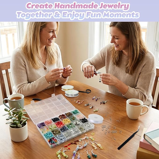 Queenme Jewelry Making Supplies Kit: 1200pcs Crystal Beads for Adults DIY Bracelet & Earring Making – Complete Craft Tools Set for Women Home Hobbyists