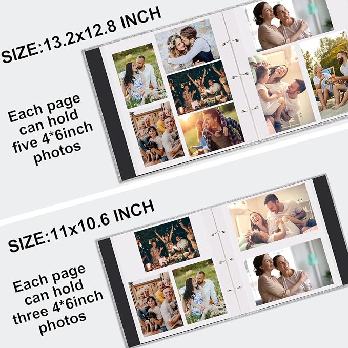 Zesthouse Photo Album Self Adhesive with Picture Display Window, 3-Ring Scrapbook Albums 60 Pages Holds 8x10 5x7 4x6 Photos, DIY Photo Book Ideal Gift for Family Wedding Baby