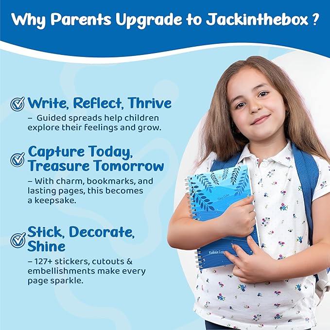 jackinthebox Calming Journal Kit for Girls Ages 8–12, 242 pcs, Scrapbooking Journal Set for Teen & Tween Girls, 10 Fun Gratitude Exercises, Journal Art & Craft Kit, Easter Gift for Girls 8 9 10 11 12