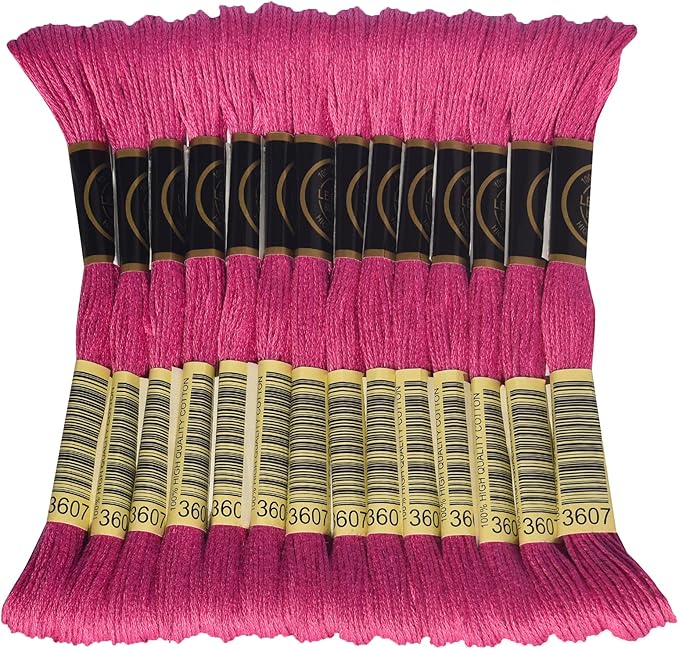 LE PAON Embroidery Floss, 14-Pack Six Strands 100% Long Staple Cotton Embroidery Thread, 8.7-Yard，Color Number：3607, Light Plum