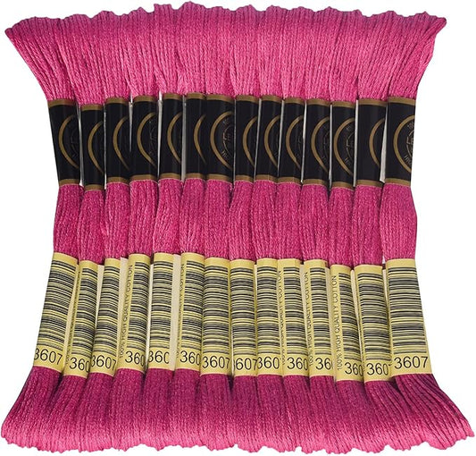 LE PAON Embroidery Floss, 14-Pack Six Strands 100% Long Staple Cotton Embroidery Thread, 8.7-Yard，Color Number：3607, Light Plum