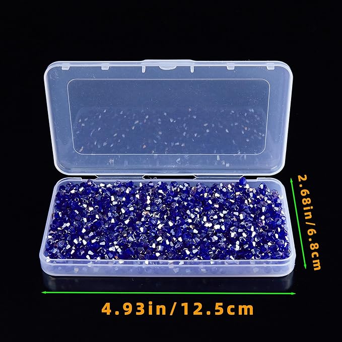 laopottbeads 1100pcs 4mm bicone crystal glass beads for jewelry making, sparkling mini beads for suncatchers, diy bracelets & craft projects (ab blue)