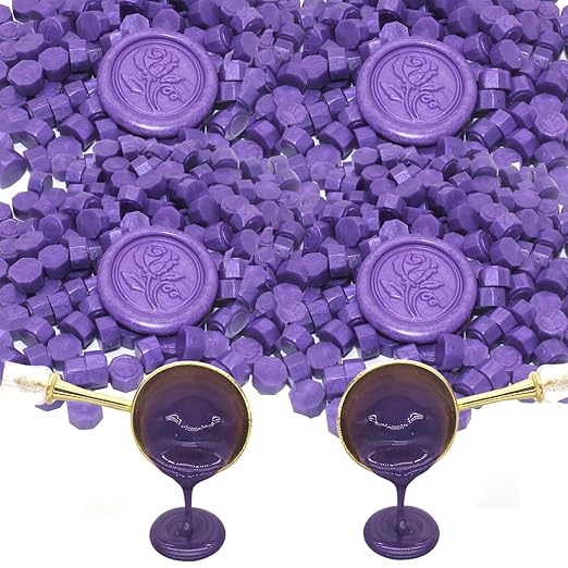 andotopee premium purple wax seal beads - 600pcs octagon wax pellets refill pack for wedding invitations, letter seals, diy crafts