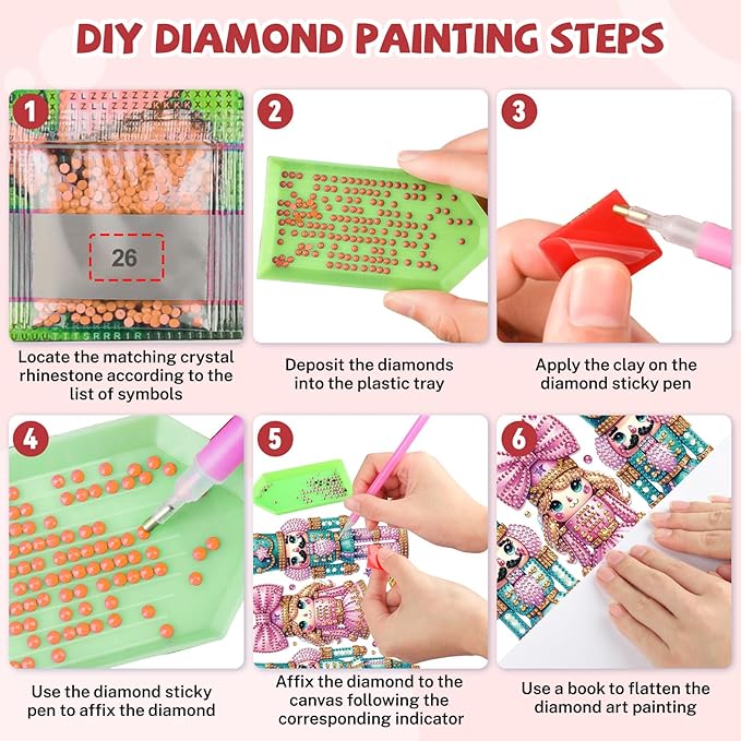 Bowetile Christmas Diamond Art Hanging Kits for Adults, Diamond Art Suncatchers Nutcracker, 5D Special Shape Diamond Painting Pendant Window Ornament Christmas Gifts for Home Door Wall Decor