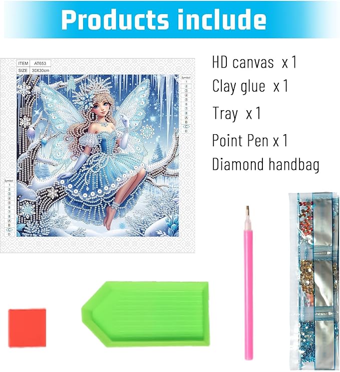 Diamond Art Painting Kits for Adults Butterfly Fairy Princess, 5D Special Shape Diamond Art Kits for Beginners, Crystal Rhinestones Diamond Art Painting for Home Wall Decoration Gift 12×12 inch