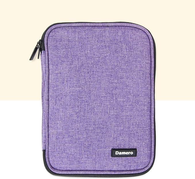 Damero Crochet Hook Case, Travel Storage Bag for Swing Crochet Hooks, Lighted Hooks, Needles(Up to 8'') and Accessories, Large, Purple (No Accessories Included)