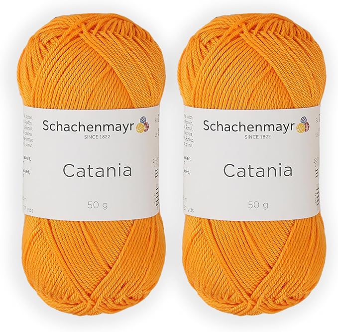 2 Skein/Pack Schachenmayr (SMC) Catania Originals Yarn, Each Ball 1.76 Oz (50gr) / 136 Yards (125 m), 100% Mercerized Cotton for Knitting and Crochet Yarn, Sport Weight, 411 - Mango