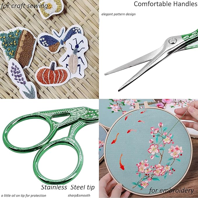 BIHRTC Scissors 3.6Inch Embroidery Knitting Scissor Small Crafting Shears with Leather Case Little Scissors Stainless Steel Scissor for Sewing Needlework Threading Craft Artwork DIY Tools