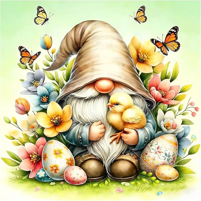 Mandun Easter Paint by Numbers for Adult, Gnome Paint by Numbers Kit for Adults Beginners, DIY Acrylic Painting on Canvas for Home Wall Art Decor Gift 16x20Inch