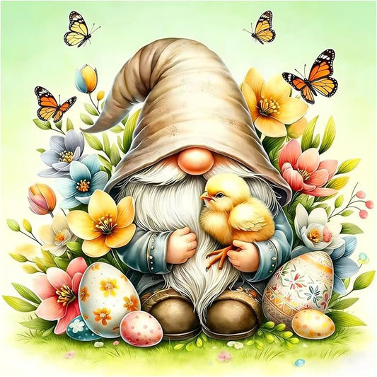 Mandun Easter Paint by Numbers for Adult, Gnome Paint by Numbers Kit for Adults Beginners, DIY Acrylic Painting on Canvas for Home Wall Art Decor Gift 16x20Inch