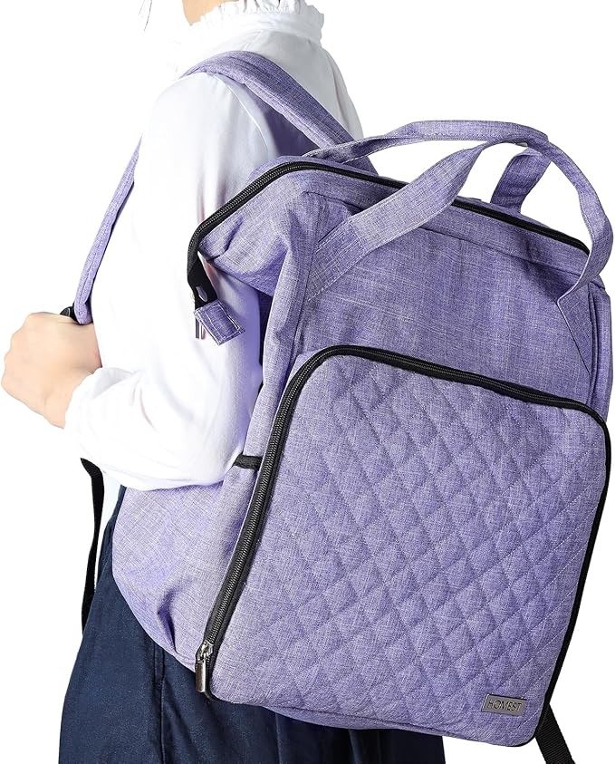 HOMEST Crochet Bag Organizer, Large Capacity Yarn Storage, Knitting Bag for Carrying Projects, Crocheting Hooks, Suppliers, Needles and Accessories, Purple