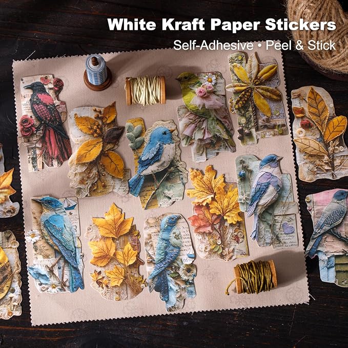 Retro Patchwork Base Sticker Pack – 120pcs Vintage Collage Paper Stickers, Laser Cut No White Edge, Fabric Style Ephemera for Scrapbook Journal Junk Journal DIY Decoration