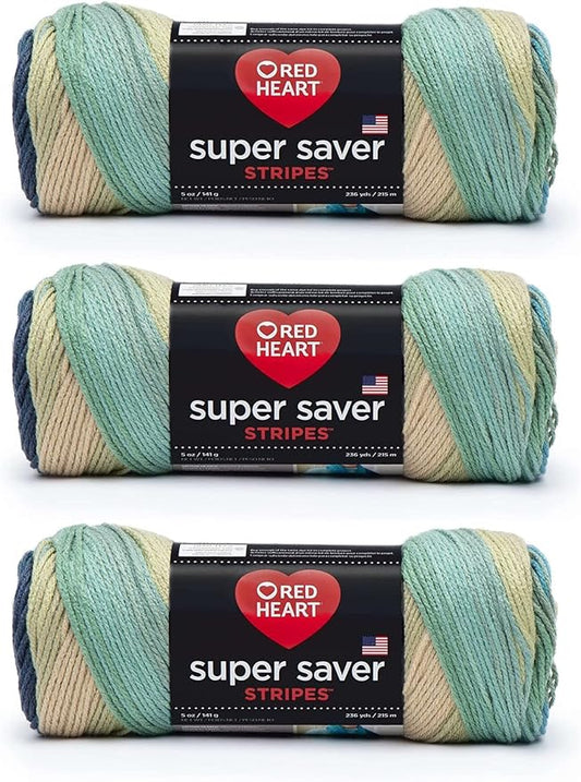 Red Heart Super Saver Yarn, Sutherland Stripe 3 Pack