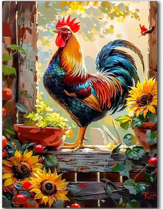 igoodom Diamond Art Kits for Adults, Chicken Diamond Art Kits, Full Drill Round Chicken Diamond Painting Kits, DIY Gem Art and Crafts for Home Wall Decor Gift 12x16inch