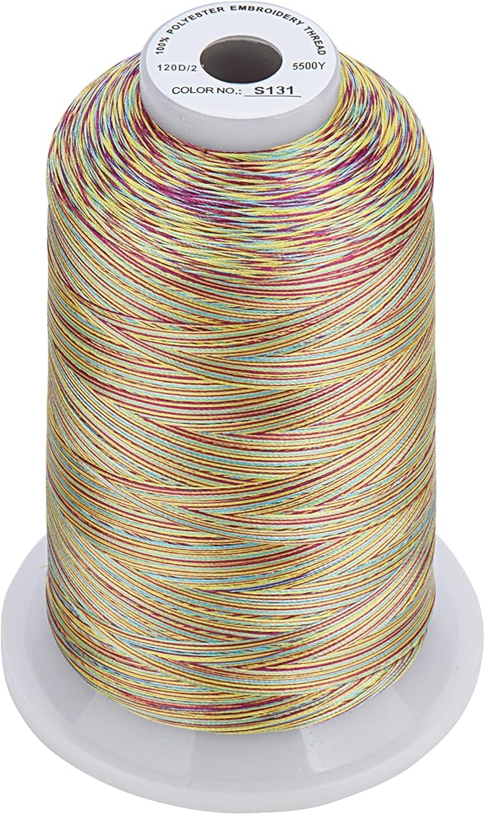 Simthread - 33 Selections - Various Assorted Color Packs of Polyester Embroidery Machine Thread Huge Spool 5500Y for All Sewing Embroidery Machines - 3 Variegated Colors 1