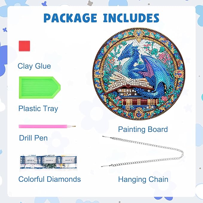 MAXBYE Diamond Art Kits Hanging Dragon Pendant, DIY 5D Special Shaped Diamond Painting Craft Gem Art Rhinestone for Adults and Home Window Door Decor 8×8 Inch