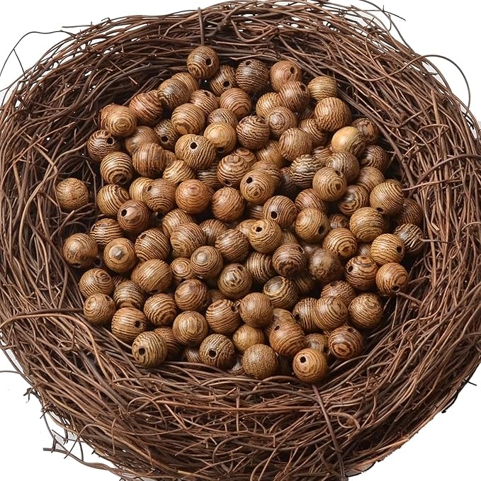 8mm Massive Beads Natural Wooden Round Loose Beads Jewelry Making with Thread 200 PCS(Wenge Wood, 8mm)