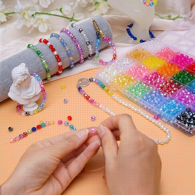 BONNY BOXX 1800PCs 6mm Acrylic Faceted Round Beads, AB & Regular Colors Crystal Bead for Jewelry Making DIY Friendship Bracelets Necklaces Earrings, Rainbow Color Spacer Beads for Crafting Projects