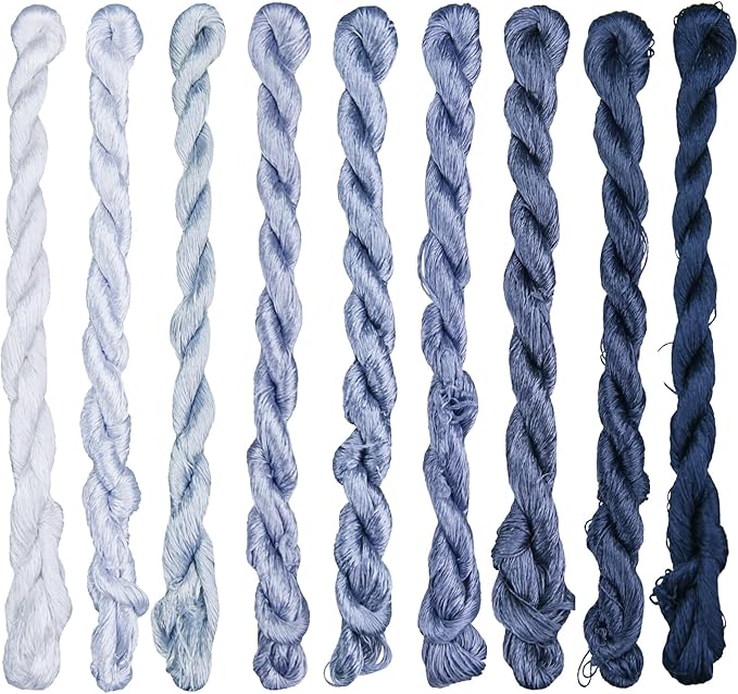 Natural 100% Silk Thread, Handmade Embroidery Thread Silk Floss 9 Colors 110m Each (22)
