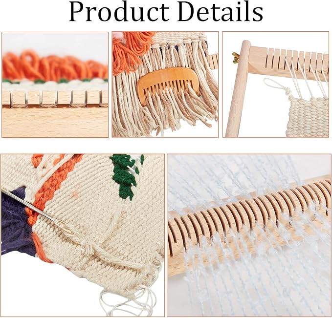 WILLOWDALE Weaving Loom, 16.5" L x 15.7" W Wooden Loom Kit,Tapestry Loom for Creative DIY Weaving Art & Crafts, Ideal for Kids, Beginners, Adults