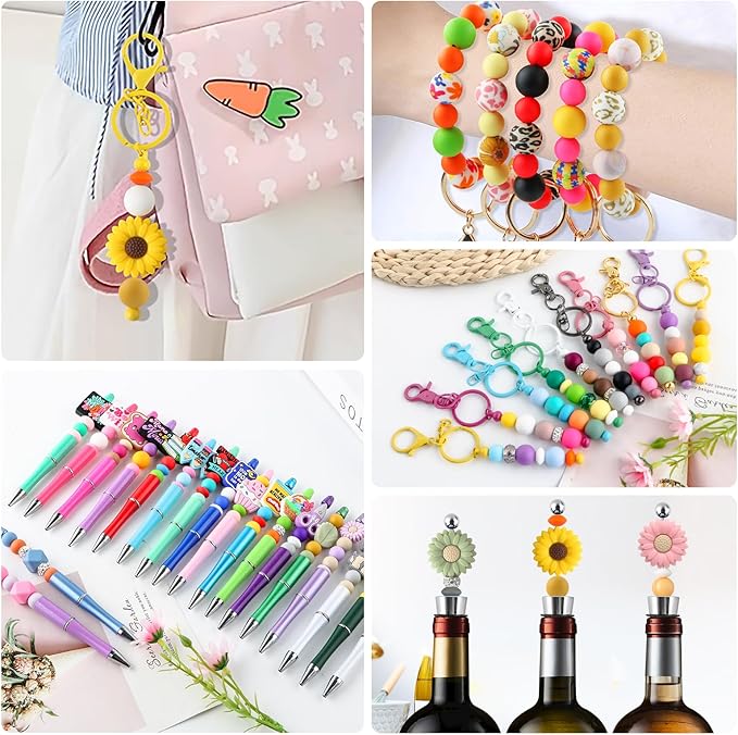 160Pcs 12mm Silicone Beads for Keychain Making Bracelet Necklace, Bulk Round Silicone Beads for Pens(Mustard Yellow)