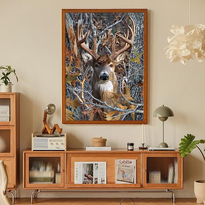 Fountor Deer Diamond Art Kits for Adults, Deer Diamond Painting Kits for Adults Beginners, DIY 5D Forest Diamond Painting with Round Gem Art Kits for Gift Home Wall Decor 12x16 Inch