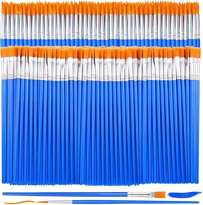 240 Pcs Small Paint Brush Bulk, Flat Fine Tip Artist Paint Brushes Set, Kids Classroom Acrylic Oil Watercolor Canvas Painting Crafts Paint Brushes for Body Face Nail Festival Parties