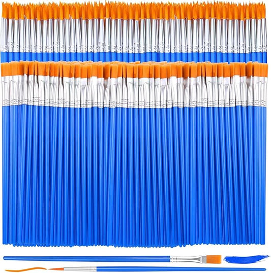 240 Pcs Small Paint Brush Bulk, Flat Fine Tip Artist Paint Brushes Set, Kids Classroom Acrylic Oil Watercolor Canvas Painting Crafts Paint Brushes for Body Face Nail Festival Parties