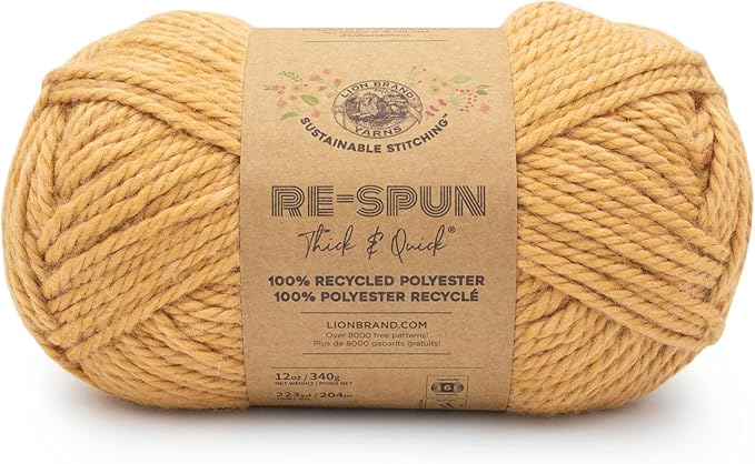 Lion Brand Yarn Respun Thick & Quick Yarn for Knitting and Crocheting, Squash, 1 Pack