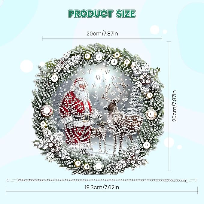 MOGTAA Christmas Diamond Art Hanging Kits for Adults Kids, Christmas Deer Diamond Art Suncatchers, 5D Special Shape Santa Claus Diamond Painting Window Pendant Kit for Home Garden Wall Decor