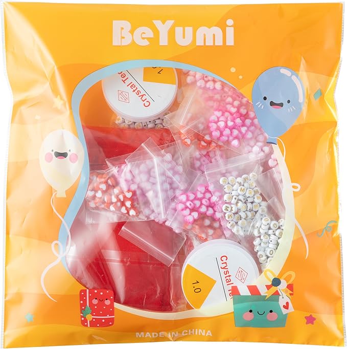 BeYumi Mom Bracelet Craft Kit - 48 Pack Mother's Day Mom Letter Heart Beads Bracelets with Heart Gift Cards and Bags DIY Thankful Craft Kit to Mothers School Classroom Party Fun Activities Age 6-12