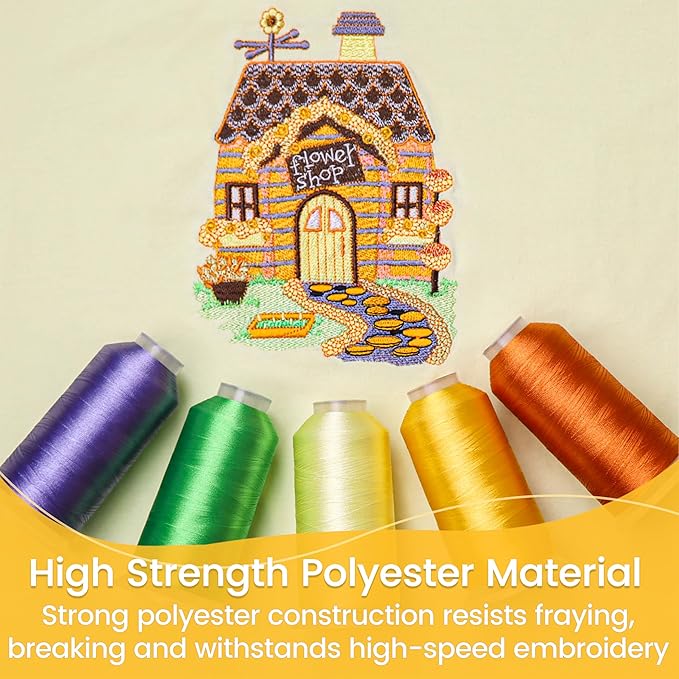 New brothread Embroidery Machine Thread 4000M/4400YD Each Spool Mega Kit 150 Vibrant Colors 40WT for Commercial, Industrial, Home-Used Embroidery Machines
