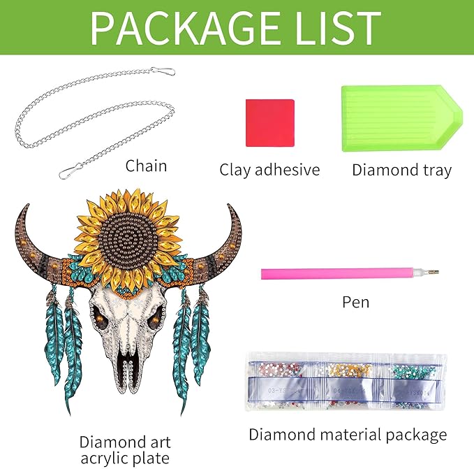Wergund 5D DIY Sunflower Diamond Art Hanging Kits, Hanging Diamond Art Skull, Acrylic Special Shaped Rhinestone, Window Hanging Pendants for Home Wall Garden Front Door Outdoor Decor Gift(Sunflower)