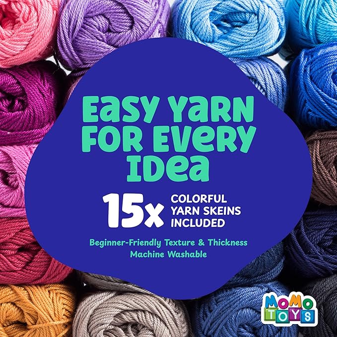 MOMOTOYS Crochet Kit for Beginners, Crochet Hook Set with Yarn Set,Crocheting Kit, 74PCS with Crochet Book and Bag, Crochet Kits for Beginners Adults, Crochet Accessories and Supplies