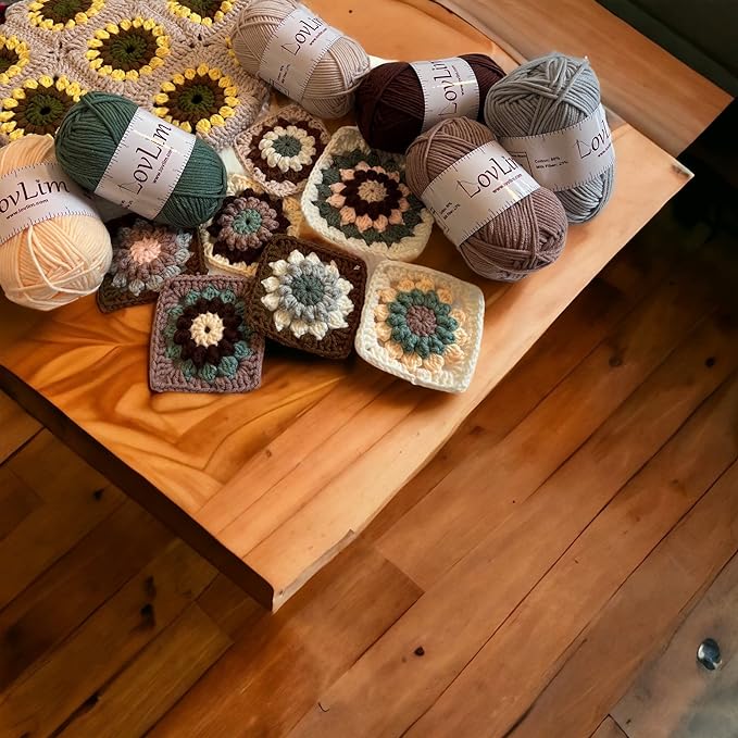 Crochet Yarn, 10x50g Soft Cotton Yarn Skeins, 1200+ Yards, for Crochet and Knitting, Free Crochet/Amigurumi Patterns, Craft DK Yarn Perfect Starter Kit (Nature)